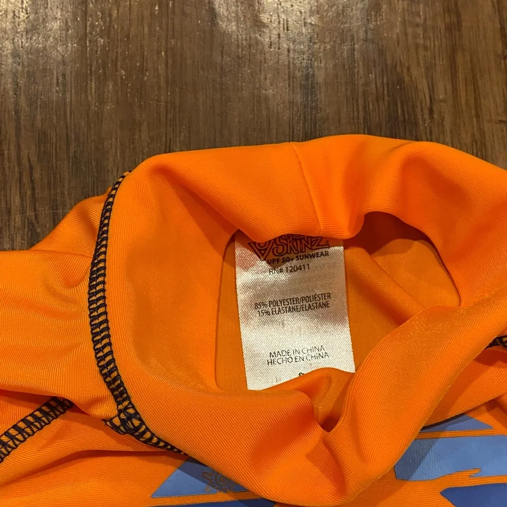 UV Skinz Orange and Blue shark Kids Swim Set size 6